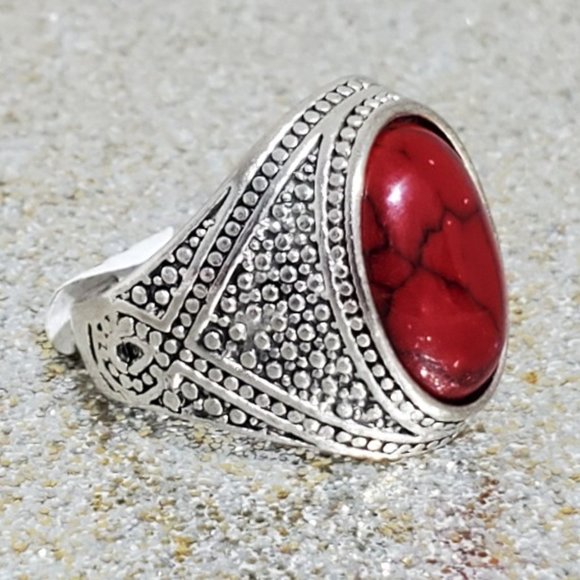 Unisex Red Jasper Ring Size 8 - Picture 1 of 3